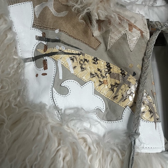 Vintage Char and Sher Designs Suede, Mixed Leather, and Mongolian Lamb Fur Vest - Picture 6 of 8